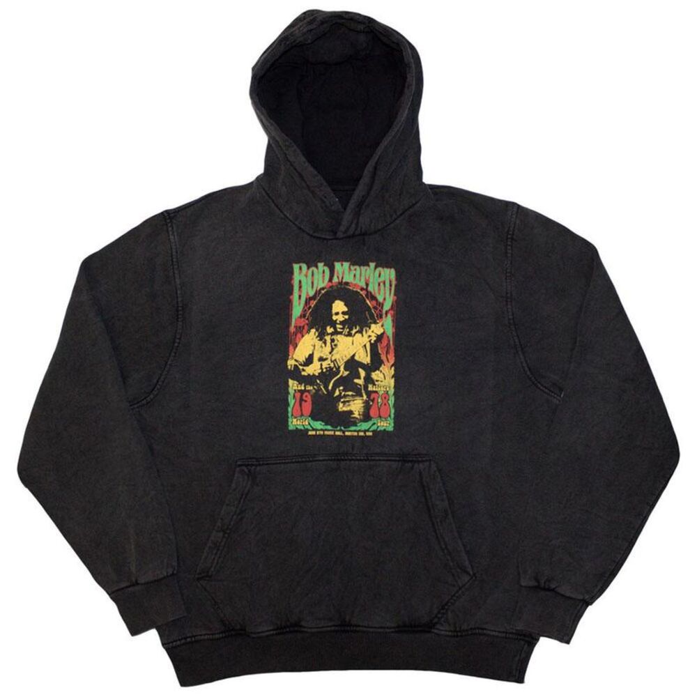 Bob Marley Unisex Adult 1978 Stone Wash Pullover Hoodie / Charcoal Grey